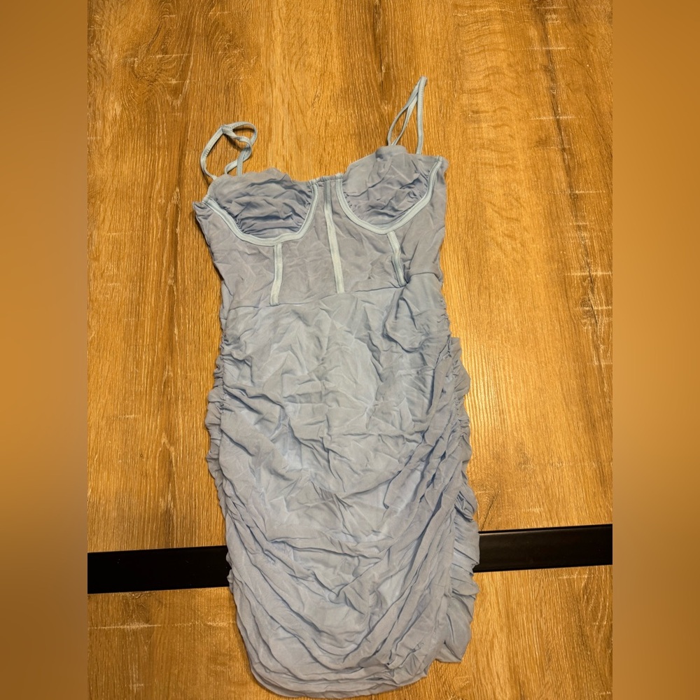 Medium blue ruffled dress 5$